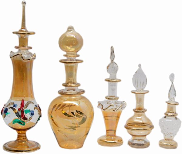 Set of 5 Egyptian Perfume Bottles Glass (Yellow Collection)